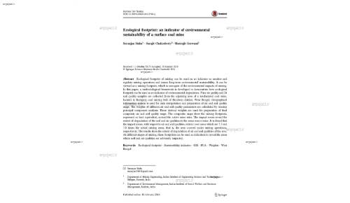 Ecological footprint: an indicator of environmental sustainability of a surface coal mine